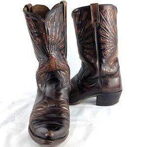 Men's vintage leather cowboy boots, size 10.5